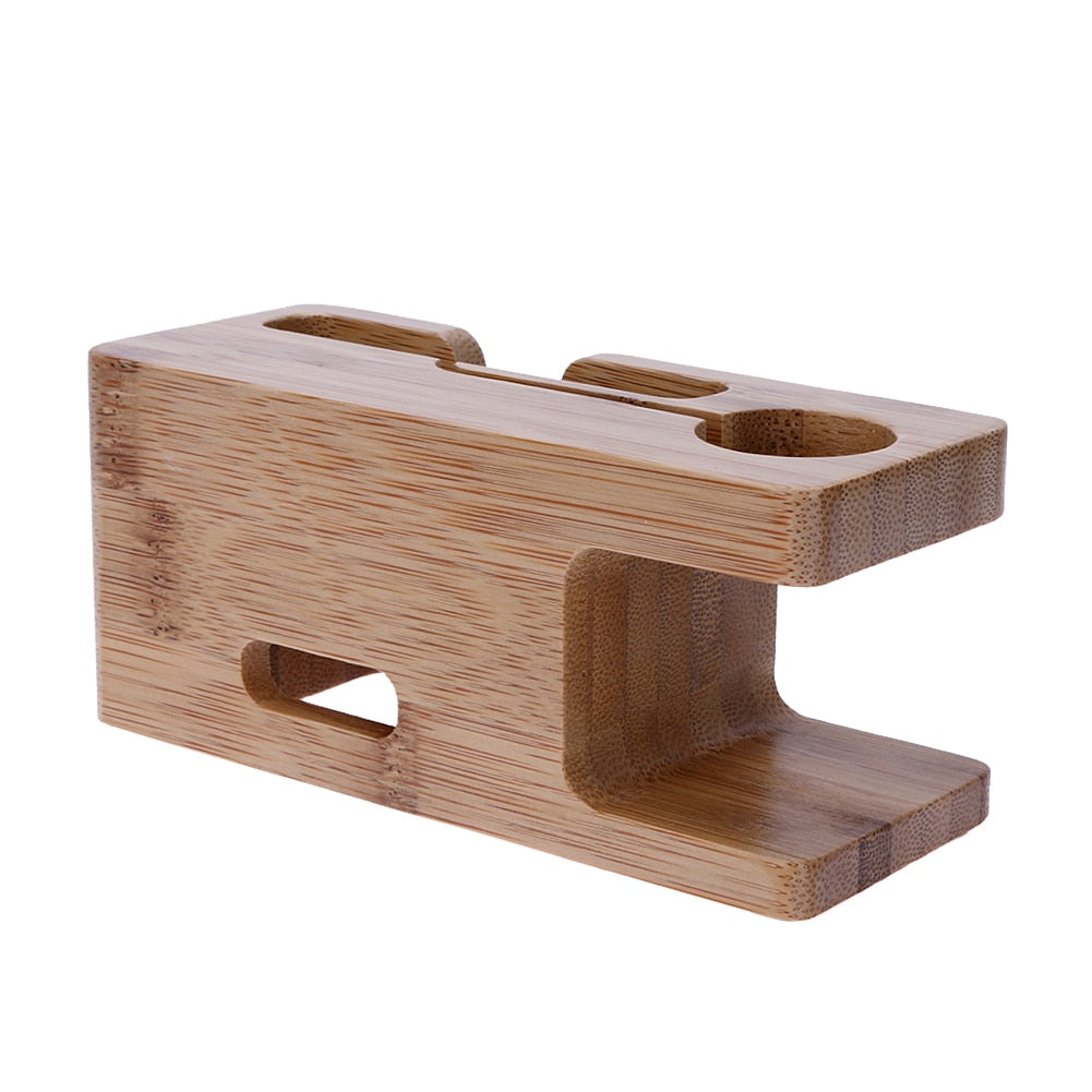 Base Cargador de Bambu para iPhone y Apple Watch - Dock de Escritorio