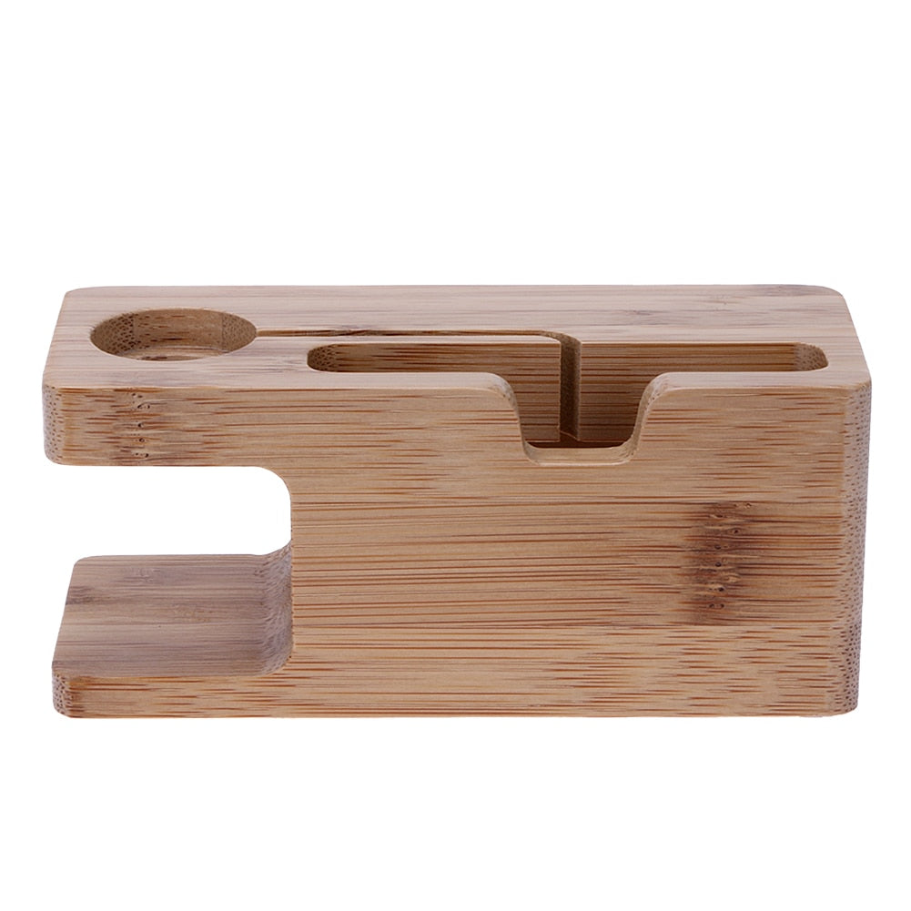 Base Cargador de Bambu para iPhone y Apple Watch - Dock de Escritorio