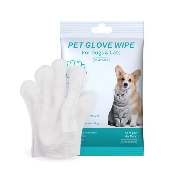 Guantes y Toallitas de Limpieza para Mascotas - Set 2 en 1