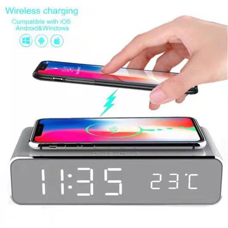 Reloj Despertador LED con Carga Inalámbrica y Temperatura