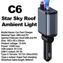 Cargador de Auto 120W 4-en-1 Retráctil con Pantalla Digital