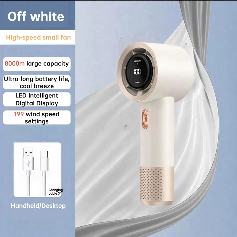 Ventilador Portátil de Mano — 6 Aspas y 199 Velocidades