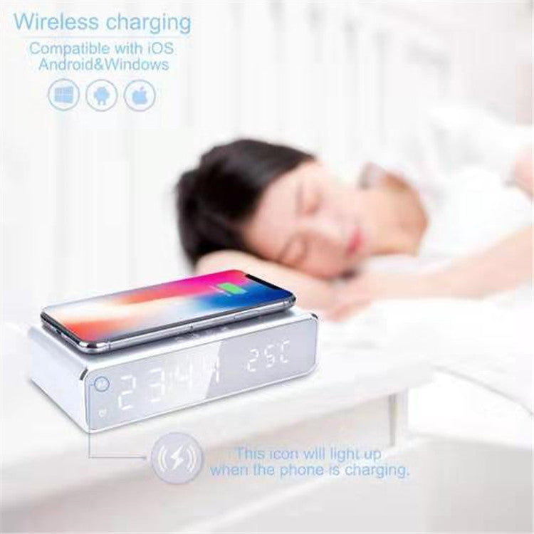 Reloj Despertador LED con Carga Inalámbrica y Temperatura