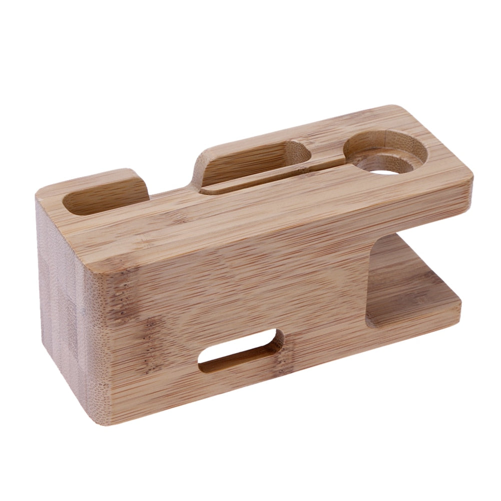 Base Cargador de Bambu para iPhone y Apple Watch - Dock de Escritorio