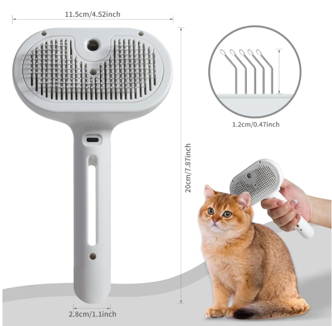 Cepillo Spray para Pelo de Mascotas - Perros y Gatos