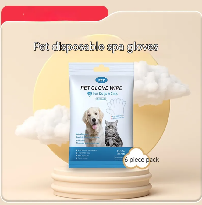 Guantes y Toallitas de Limpieza para Mascotas - Set 2 en 1